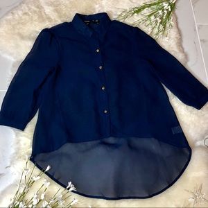 Ali & Kris Navy Sheer Top (S)